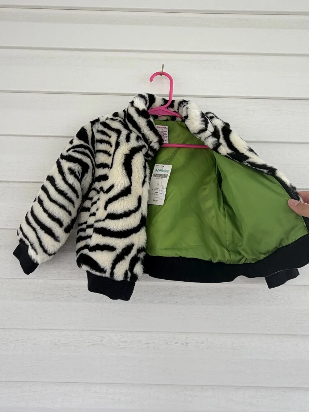 Vintage Zebra Print Coat 3T NWT Toddler Faux Fur Jacket Black White Animal Print